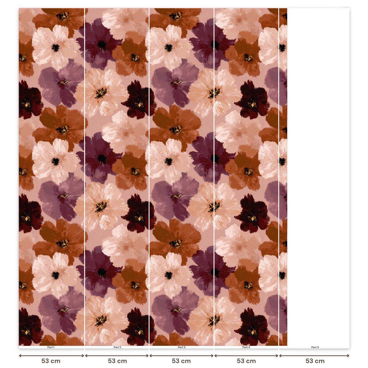 TAPETE - Blumen - Abstrakt - Erdtöne - 220x280 cm - Multicolor, Papier (220/280cm) - OnlyWow