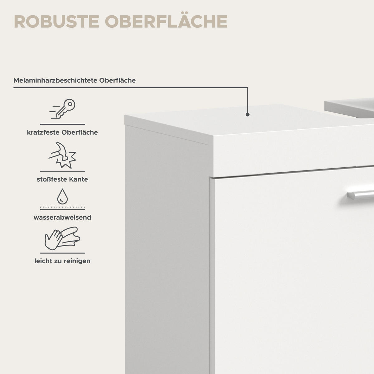 WASCHBECKENUNTERSCHRANK Noah weiß 65/31/63 cm - Weiß, Holzwerkstoff (65/63/31cm) - Xonox