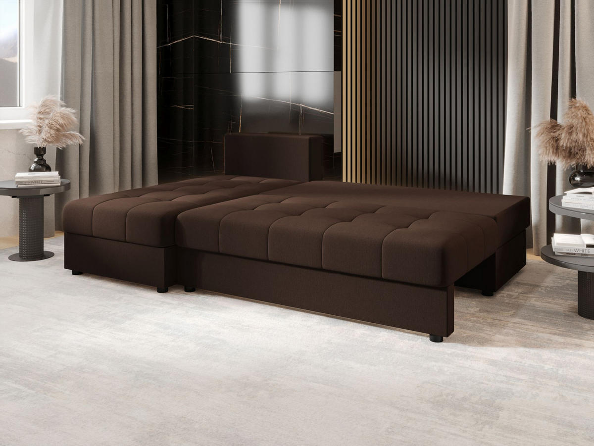 ECKSOFA MOS L Cosmic 800 Links mit Schlaffunktion - Braun, Textil (200/143cm) - Bedante