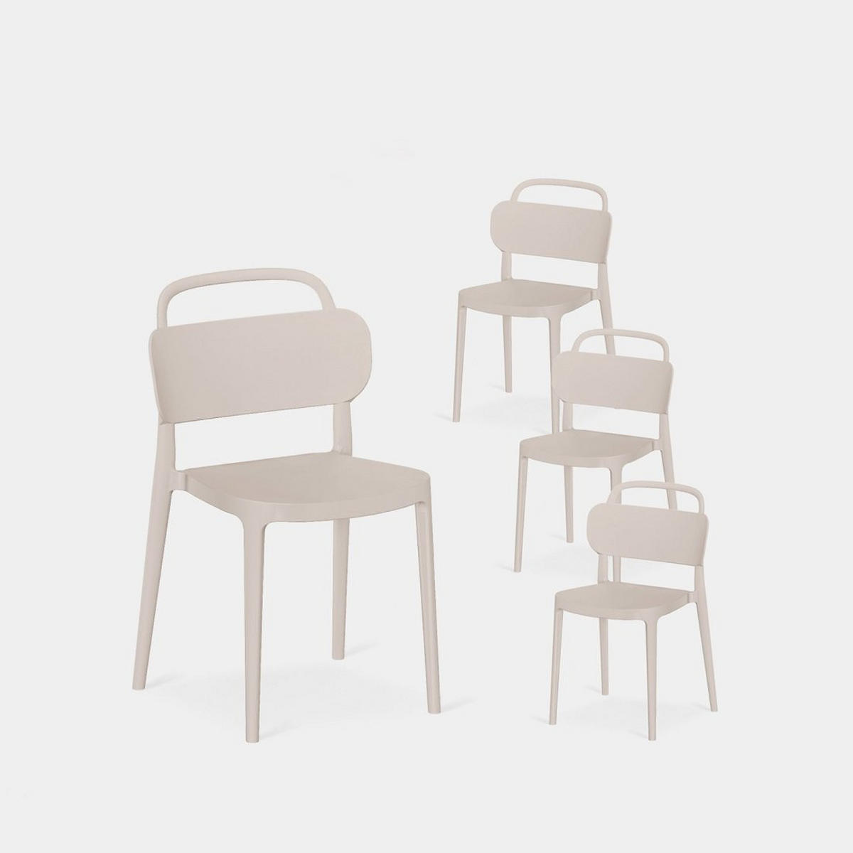 GARTENSTUHL Edda Beige 47 cm x 78 cm 4er-Set - Beige, Kunststoff (47/78/51cm) - Klast Home