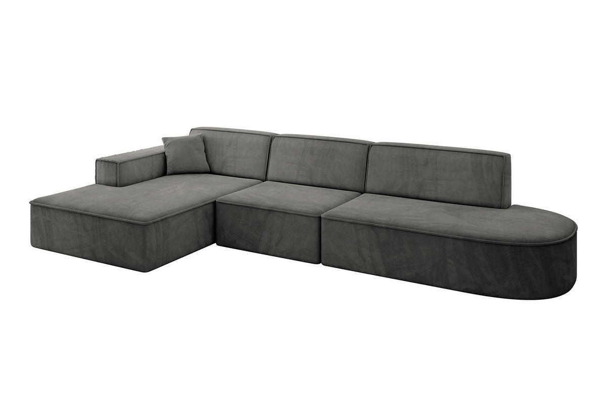ECKSOFA Ottomane Links IREA-L2-v4 - 327x165x77 cm Ecru - Anthrazit, Holzwerkstoff/Textil (327/165cm) - ALTDECOR
