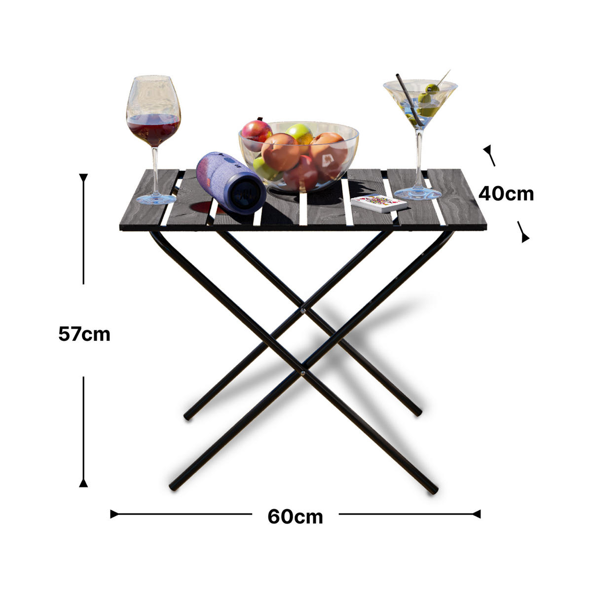 KLAPPTISCH Cavallino - Grau, Holz/Metall (40/60/57cm) - [en.casa]