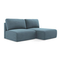 ECKSOFA mit Schlaffunktion rechts Strukturstoff Stoff Blau - Blau/Schwarz, Kunststoff/Textil (210/149cm) - Makamii