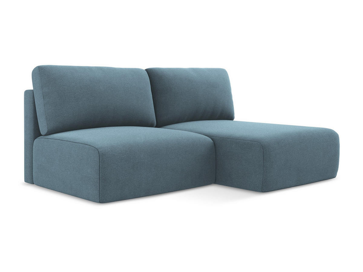 ECKSOFA mit Schlaffunktion rechts Strukturstoff Stoff Blau - Blau/Schwarz, Kunststoff/Textil (210/149cm) - Makamii