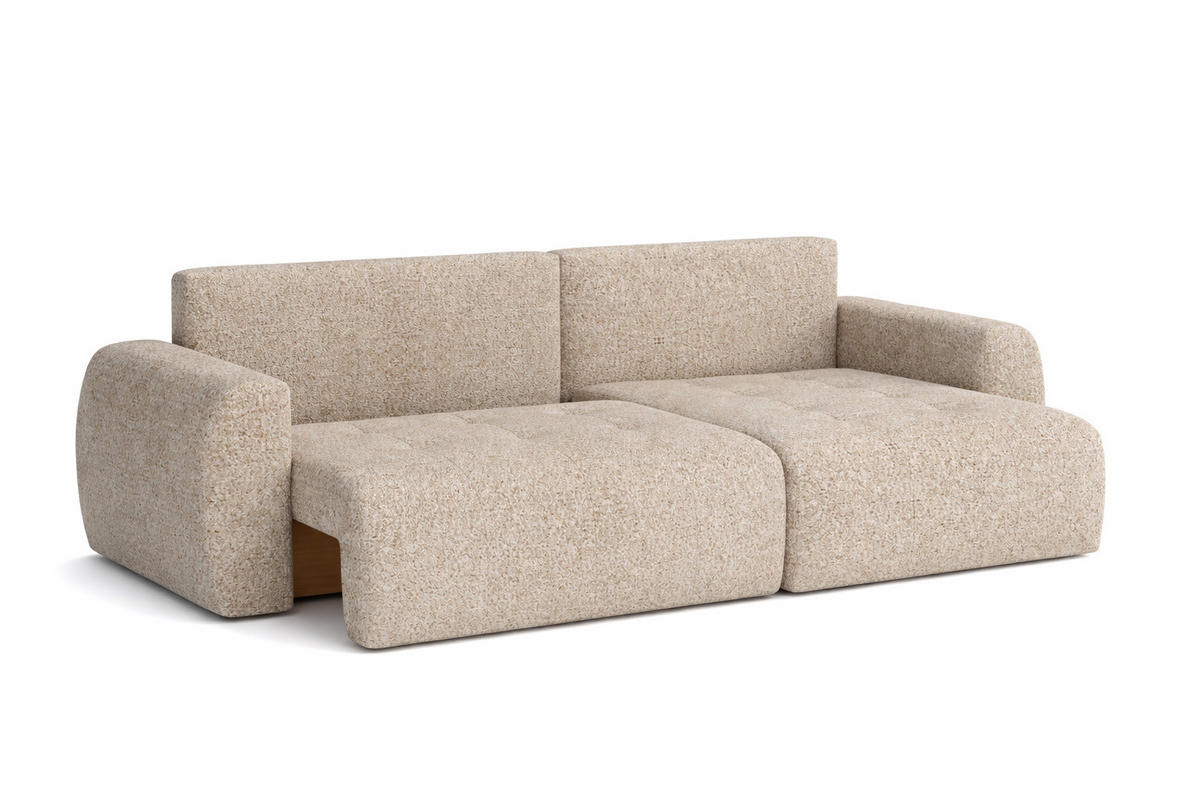 ECKSOFA Mit Schlaffunktion Und Bettkasten L-Form Ivo L, Chenille-Stoff Artico, Beige, Rechts - Sandfarben, Holz (250/142cm) - Kaiser Möbel