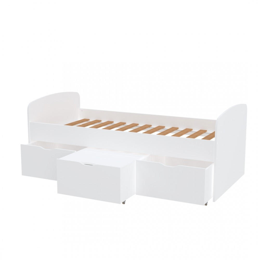 KINDERBETT MIA / SPIELBETT Lattenrost + 3x Schubladen - Weiß - Weiß, Holz/Holzwerkstoff (90/190cm) - Weber Industries