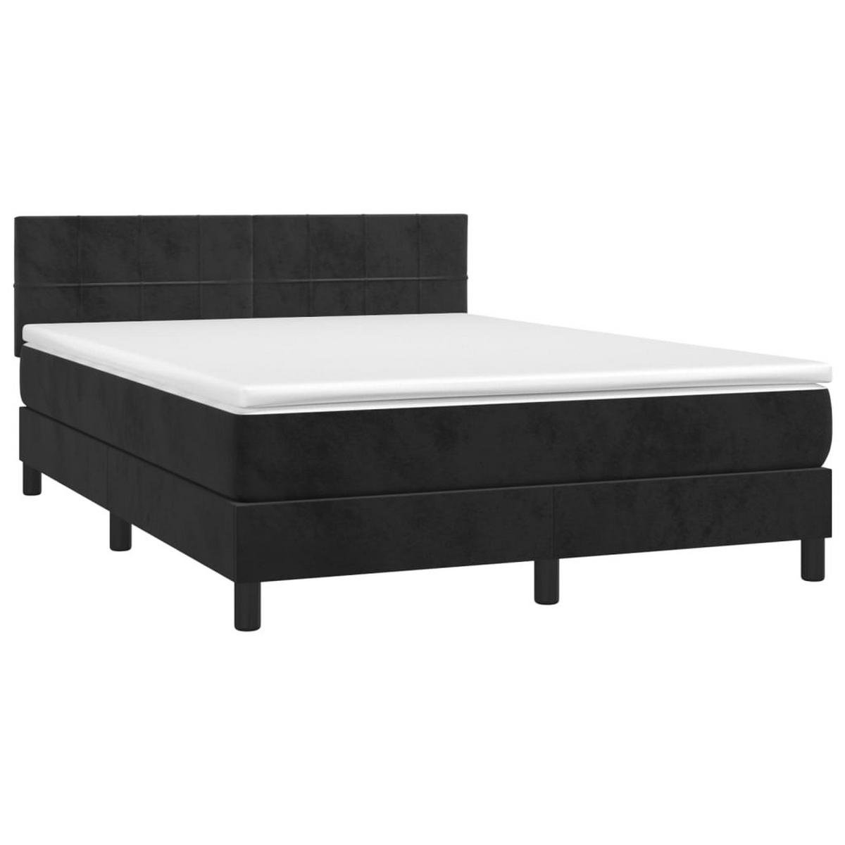 BOXSPRINGBETT Mit Matratze Schwarz 140/200 Cm Samt - Schwarz, Textil (140/200cm) - vidaXL