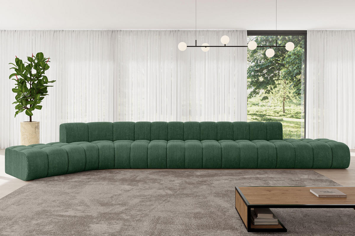 ECKSOFA modulares Sofa Solven-L3 - 562x174x70 cm Grün - Grün, Holzwerkstoff/Textil (562/174cm) - ALTDECOR