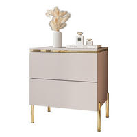 NACHTTISCH AURORA II auf gerade Gold Chrom Beine Kaschmir - Kaschmir/Goldfarben, Holzwerkstoff/Metall (50/54/37cm) - Lookway