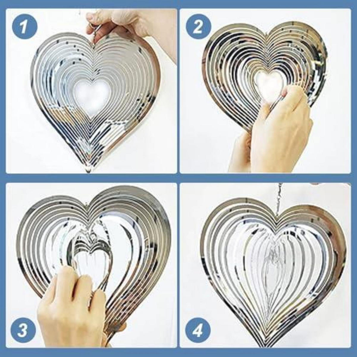 WINDSPIEL Herz 15 cm Edelstahl Silber Metallic - Silberfarben, Metall (15/15/15cm)