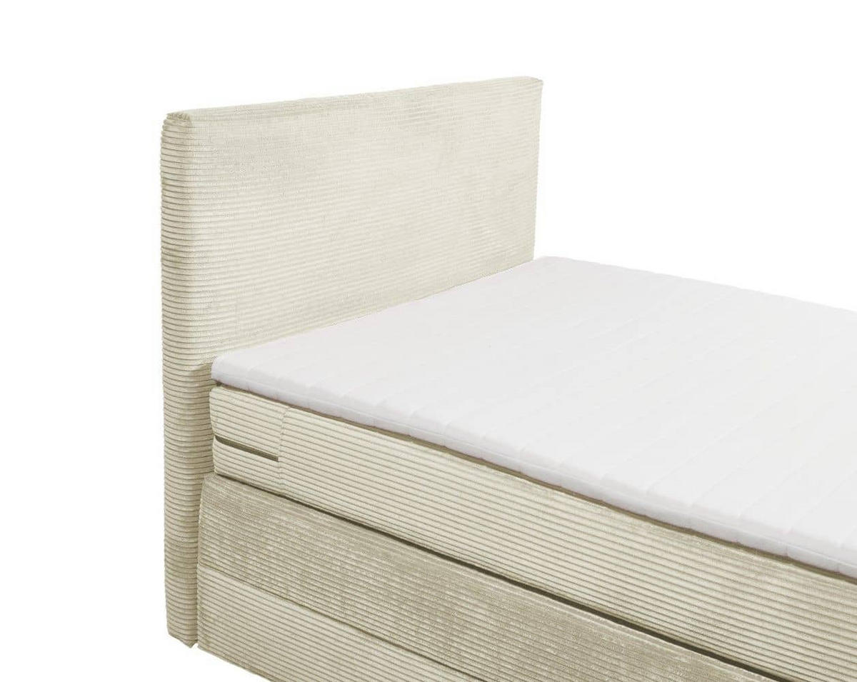 BOXSPRINGBETT 120/140x200 – Bettkasten, 7‑Zonen‑Tonnentaschenfederkern & Komfort‑T25‑Topper - Beige/Creme, Holz/Textil (120/200cm) - ed exciting design