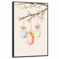 LEINWAND Bilder mit Rahmen - Osterkuchen - Schleife - Eier - 60x90 - Creme, Textil (60/90cm) - MuchoWow