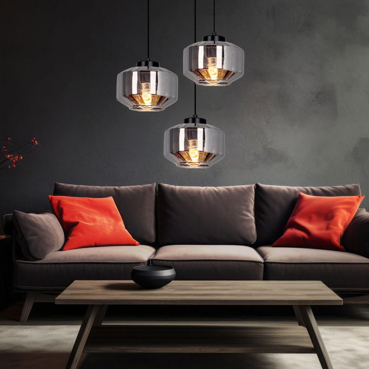 HÄNGELEUCHTE Metall Glas Schwarz - Schwarz, Glas (40/40/120cm) - Globo Lighting