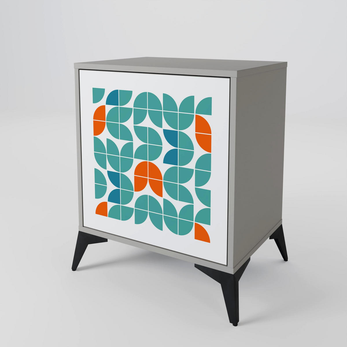 SIDEBOARD BE THE CHANGE, Grau, 57,5x42x77,5 cm, Schräge Buchenholzfüße - Buchefarben/Multicolor, Holzwerkstoff/Buchenholz (57.5/77.5/42cm) - SpaceRebels