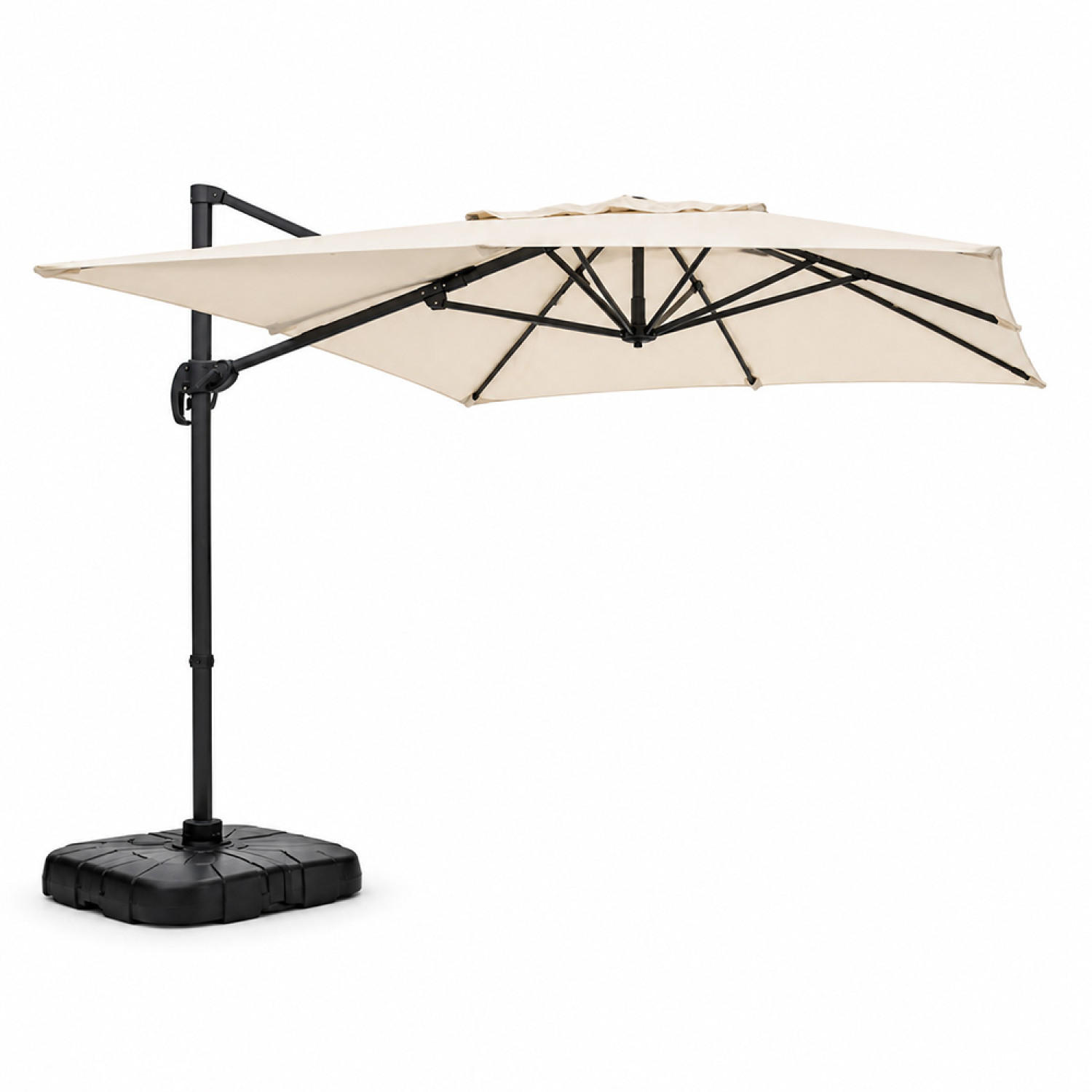 AMPELSCHIRM piana ecru oval 297 x 195 cm deportiert rotierbar um 360 - Beige, Metall (200/300cm) - Concept Usine