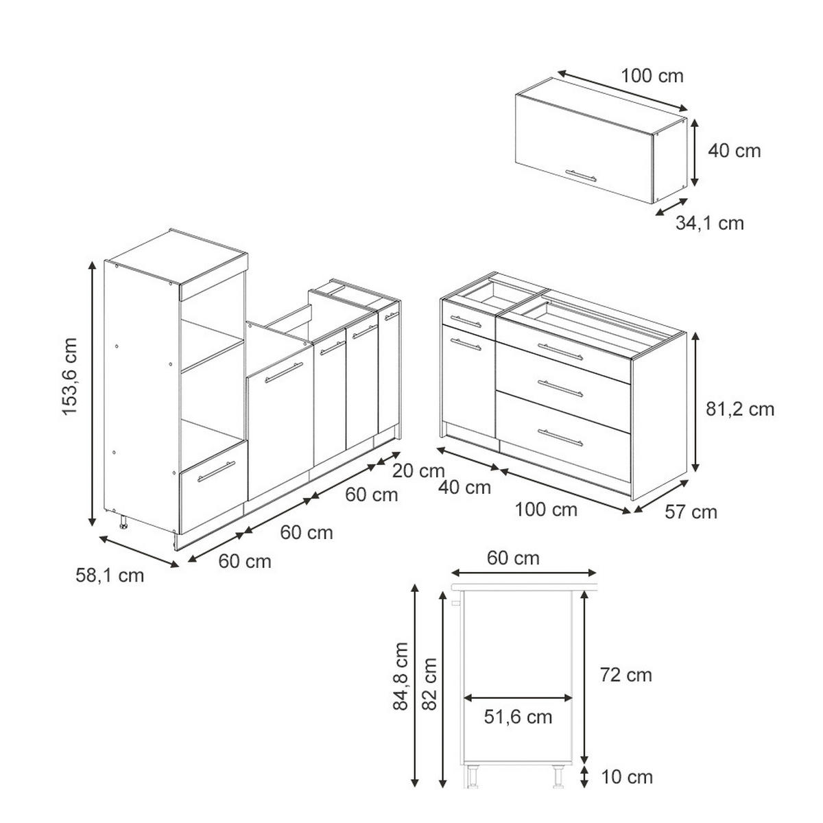 KUCHYNĚ Fame-Line, Bílý venkovský dům/Antracit, 340 cm, PD Dub - bílá/antracitová, kompozitní dřevo (340/153.6/60cm) - Vicco
