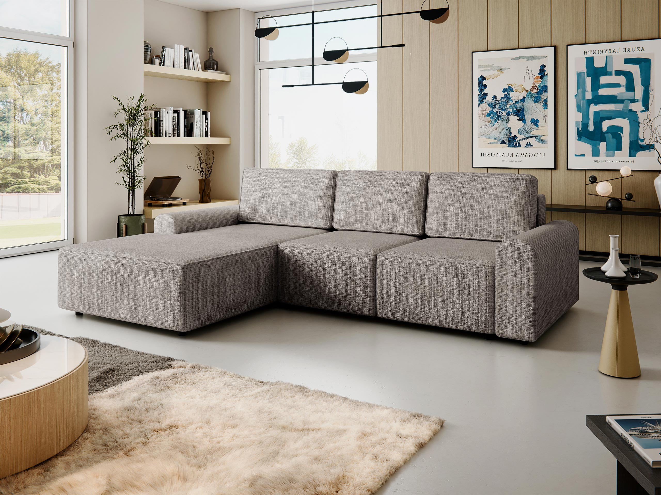 ECKSOFA Bella L, Seite: Links - Schwarz/Grau, Holz/Kunststoff (258/168cm) - MIRJAN24