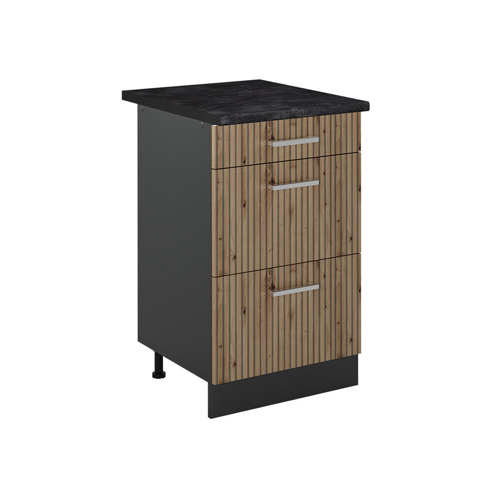 DULAP DE BAZĂ DE BUCĂTĂRIE R-Line, Stejar artizanal/antracit, 50 cm стільниця Антрацит
