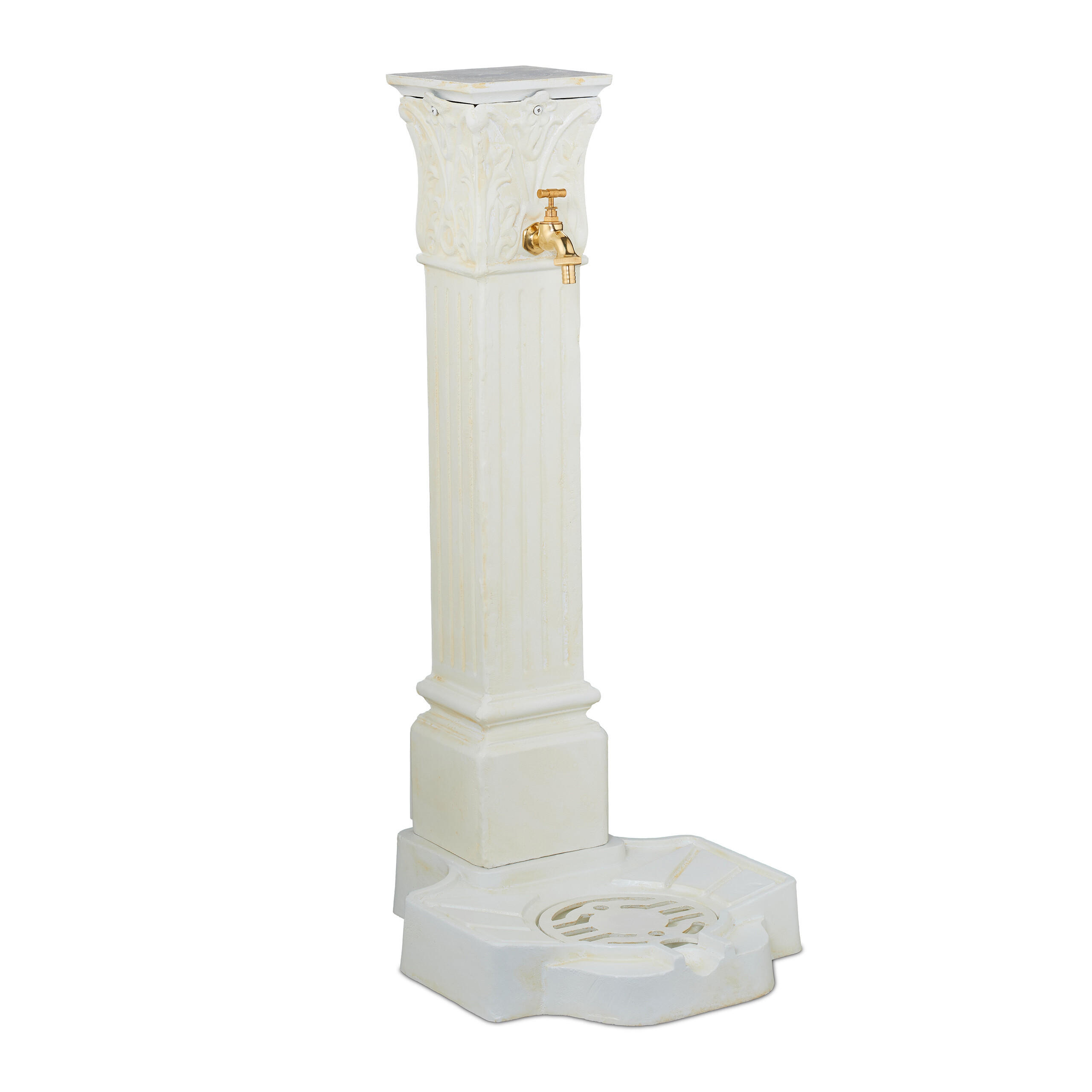 STANDBRUNNEN - Creme, Metall (38/47/93cm) - Relaxdays