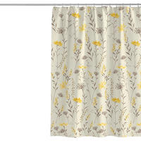 DUSCHVORHANG Pflanzen Blumen Polyester dick schimmelresistent Einlage - Gelb, Textil (120/180cm) - MCBOSON