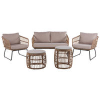 GARTENMÖBEL-SET 4-Sitzer Rattan Beige Ravello - Beige, Kunststoff - Beliani