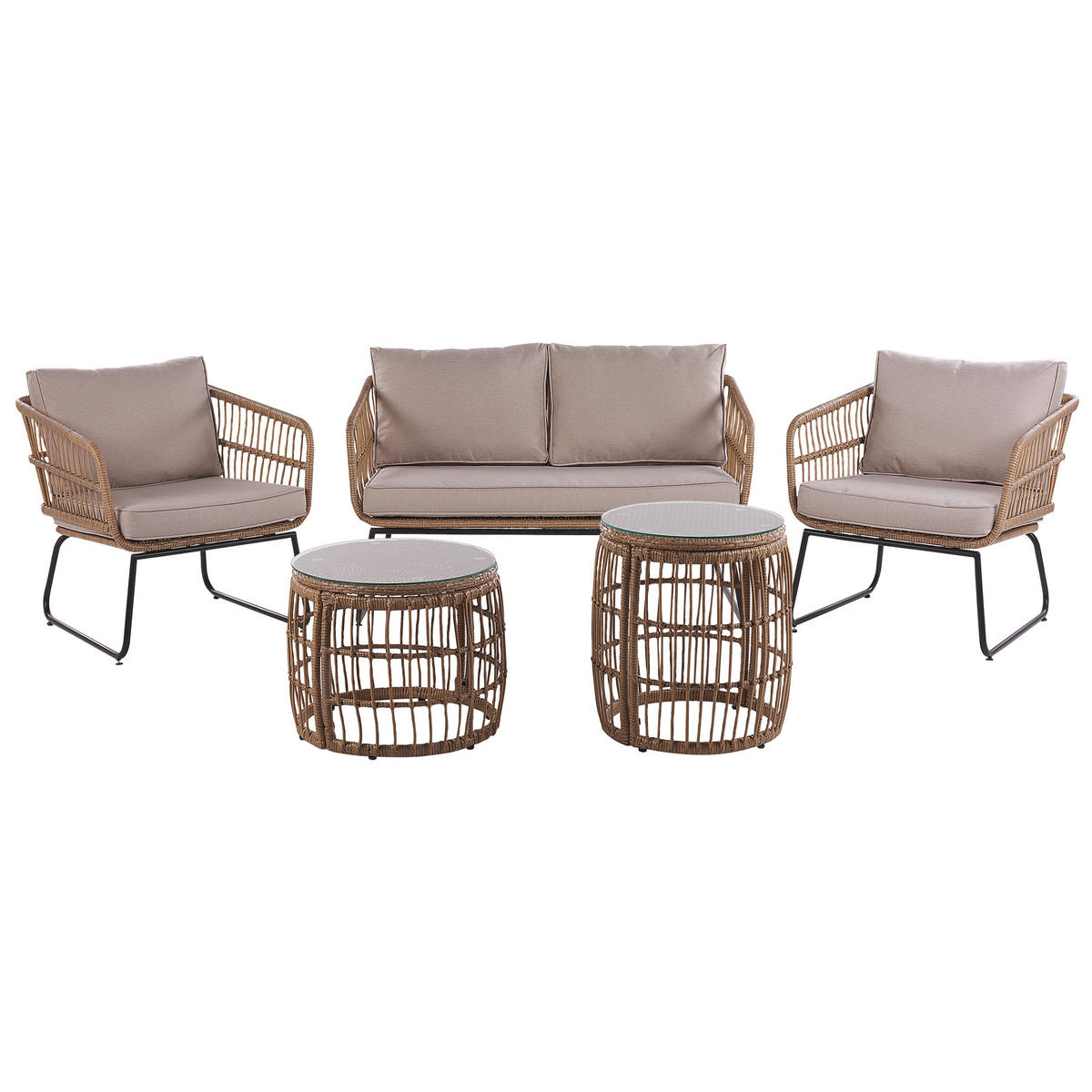 GARTENMÖBEL-SET 4-Sitzer Rattan Beige Ravello - Beige, Kunststoff - Beliani