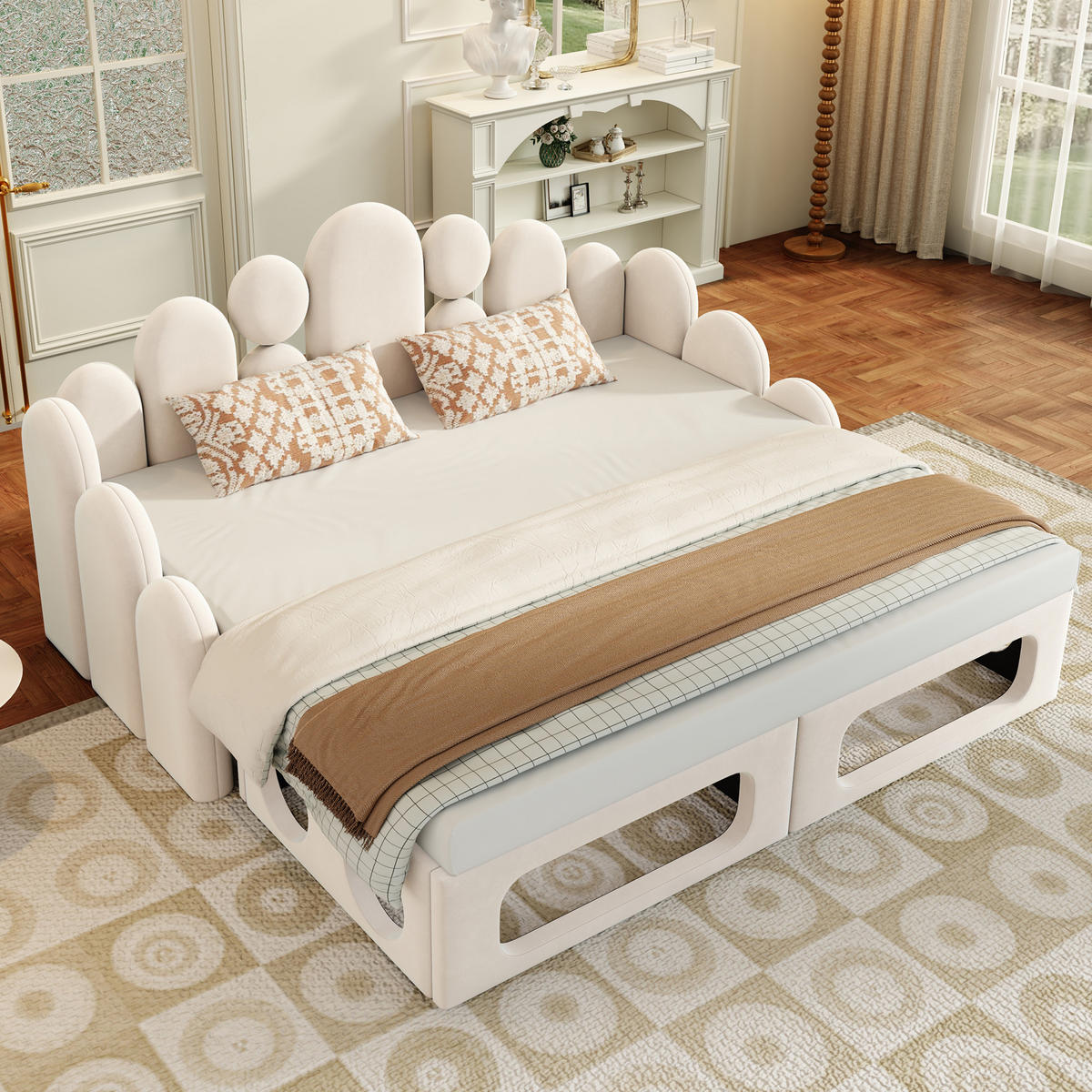 KINDERBETT 90/200 cm DE-02146, in Beige, mit Sofa- und Haustierbett-Funktion - Beige, Holzwerkstoff (90/200cm) - ComfortXL