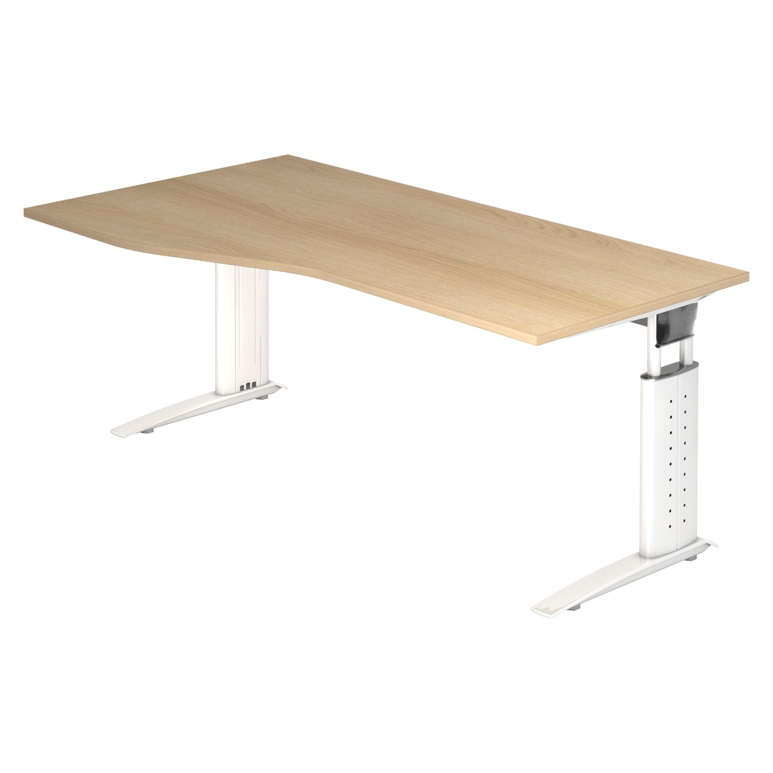 SCHREIBTISCH Serie-U 100/180/74 cm in Eichefarben/Weiß - Eichefarben/Weiß, Holzwerkstoff (100/180/74cm) - bümö