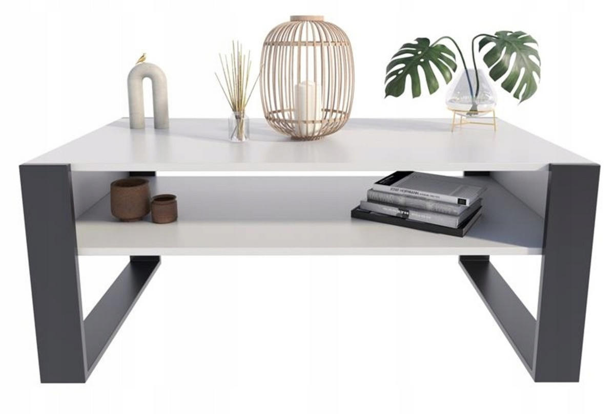 COUCHTISCH KAJA Weiß-Schwarz 120/63,6/50 cm - Weiß, Holzwerkstoff (63.6/120/50cm) - Matkam Möbel