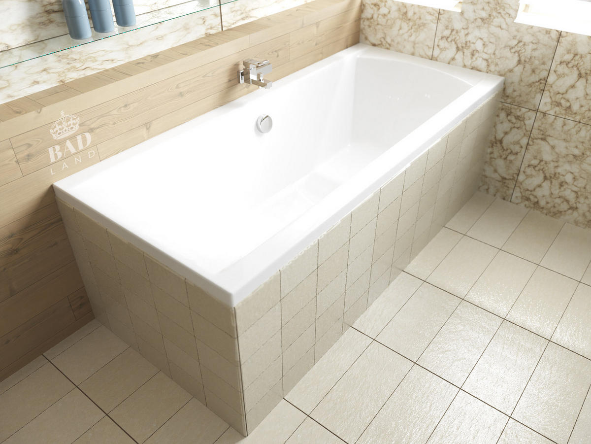 BADEWANNE Rechteck INES 180/80 Ablauf & Füße - Weiß, Kunststoff (80/62/180cm) - bad land