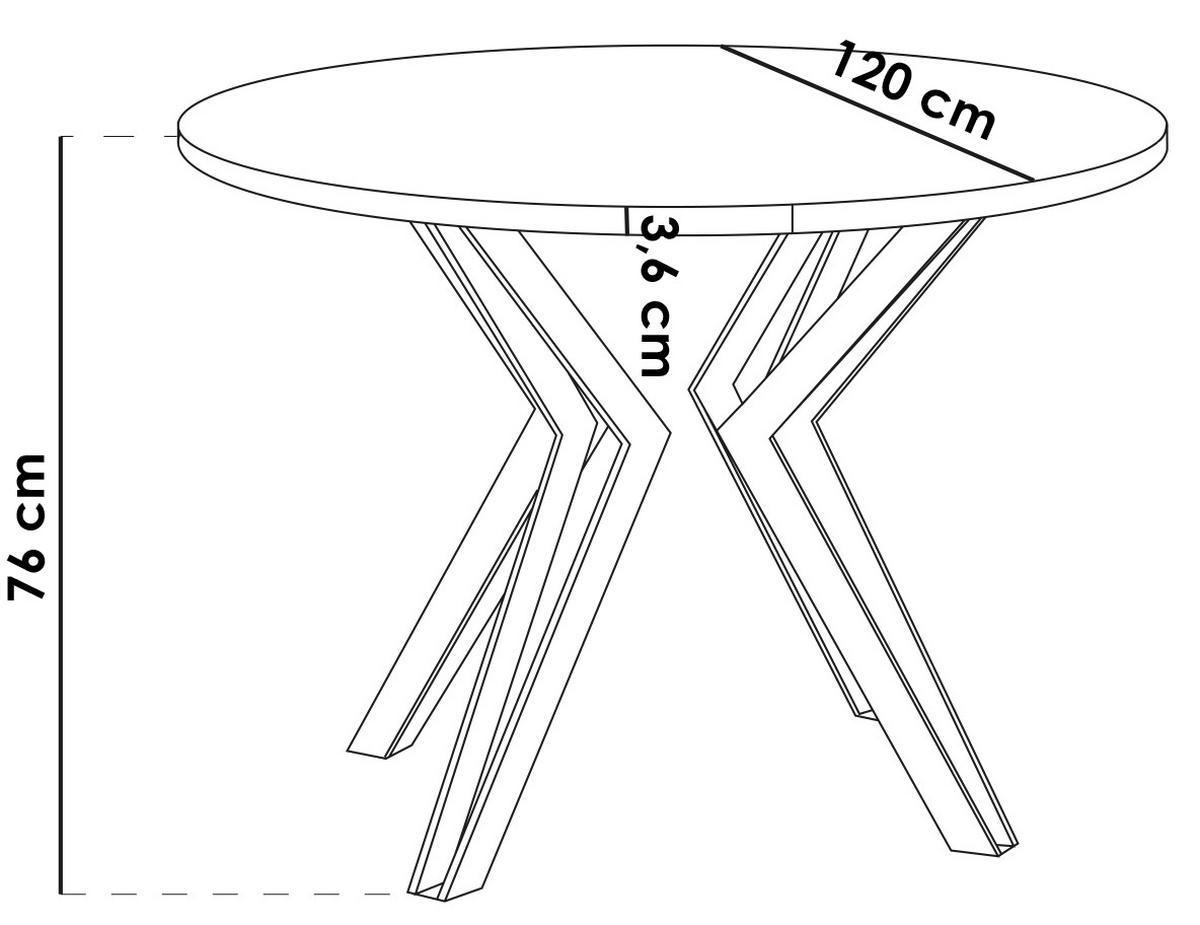ESSTISCH Revena runder ausziehbarer, Lefkas Eiche 120-200/120/76 cm - Alteiche/Schwarz, Holzwerkstoff/Metall (120/120/76cm) - WFL GROUP