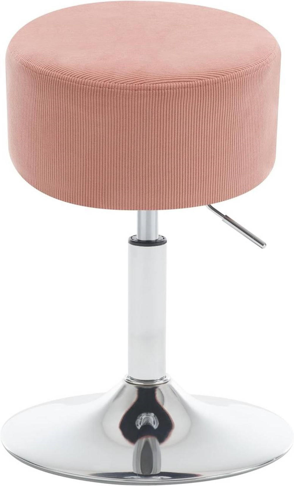 SITZHOCKER rund, drehbar, Cord-Sitzfläche, Rosa - Silberfarben/Rosa, Textil/Metall (38.5/52/38.5cm) - Woltu