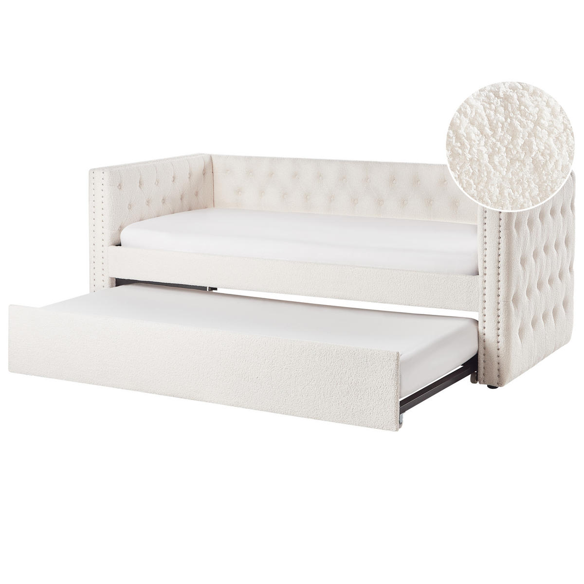TAGESBETT Weiß 90-200 cm Gassin - Weiß, Holz/Textil (90/200cm) - Beliani