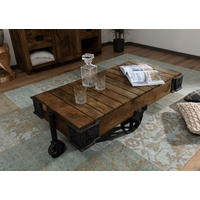 COUCHTISCH Mango 120x60x43 braun lackiert RAILWAY #460 - Braun, Holz (120/60/43cm) - Massivmoebel24