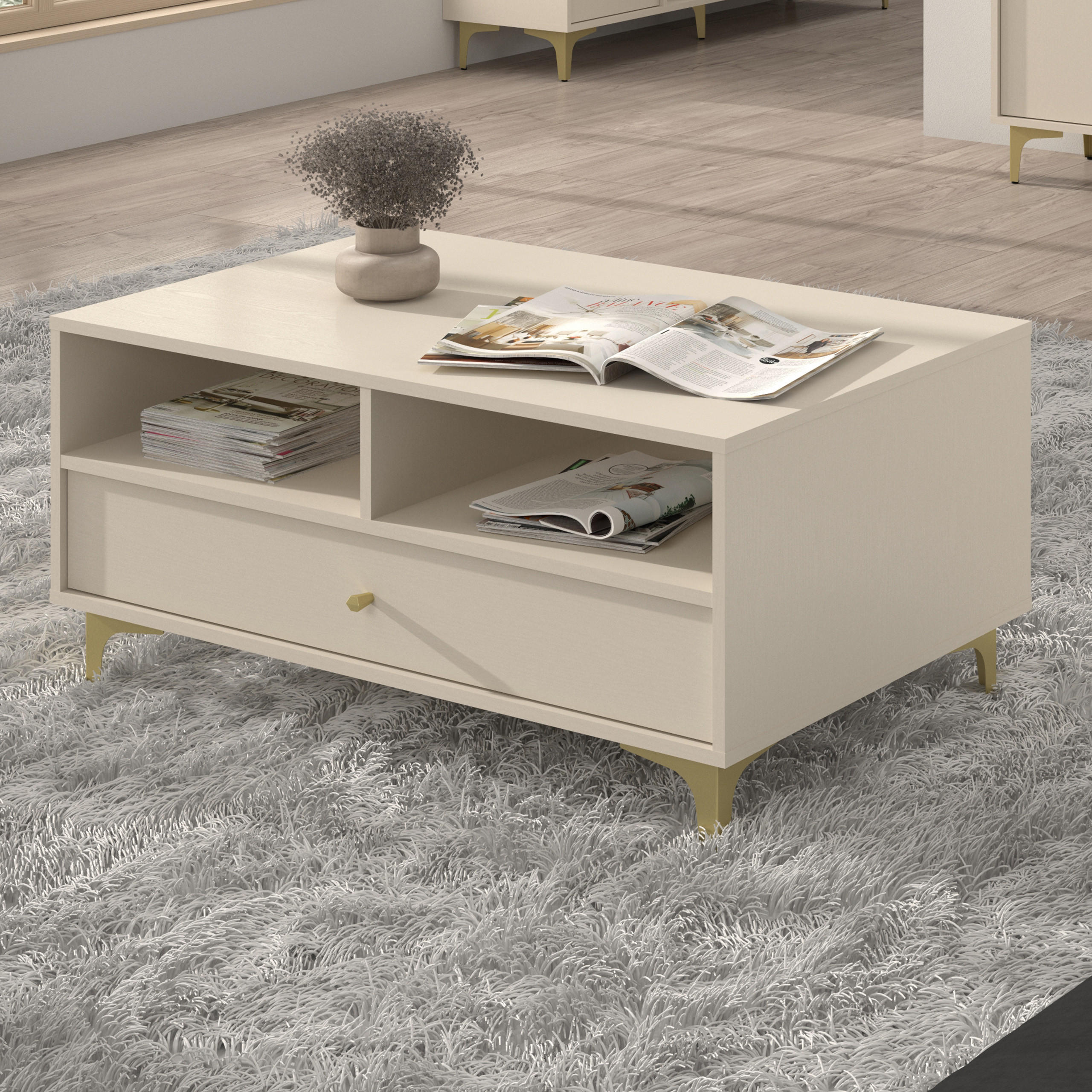 COUCHTISCH TORINO 100,2/48,5/65 cm Beige - Beige, Holzwerkstoff (65/100.2/48.5cm) - MASSENO