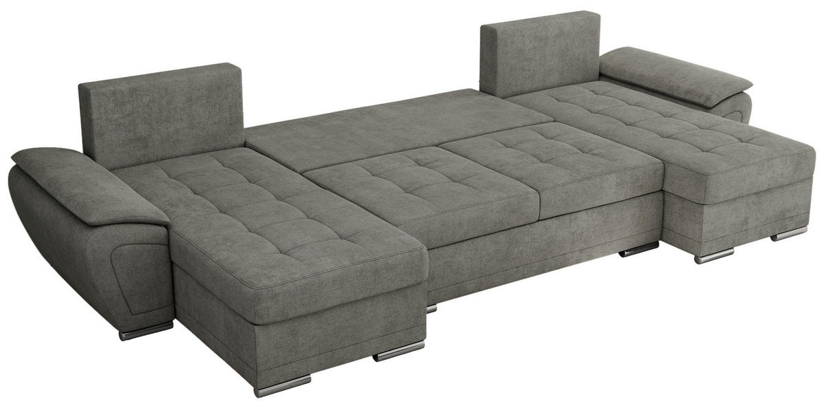 WOHNLANDSCHAFT UMBRIA U Grau Stukture - Grau, Textil/Metall (336/85/157cm) - MKS
