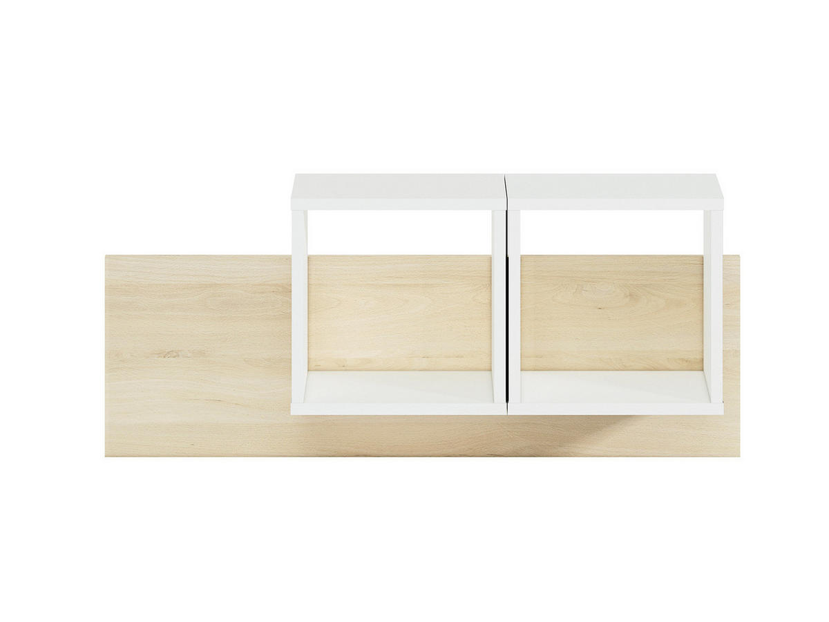 WANDREGAL Drop weiß / Fjord Buche 92 / 22 / 42cm - Buchefarben/Weiß, Holz/Holzwerkstoff (92/41/22cm) - Feldmann-Wohnen