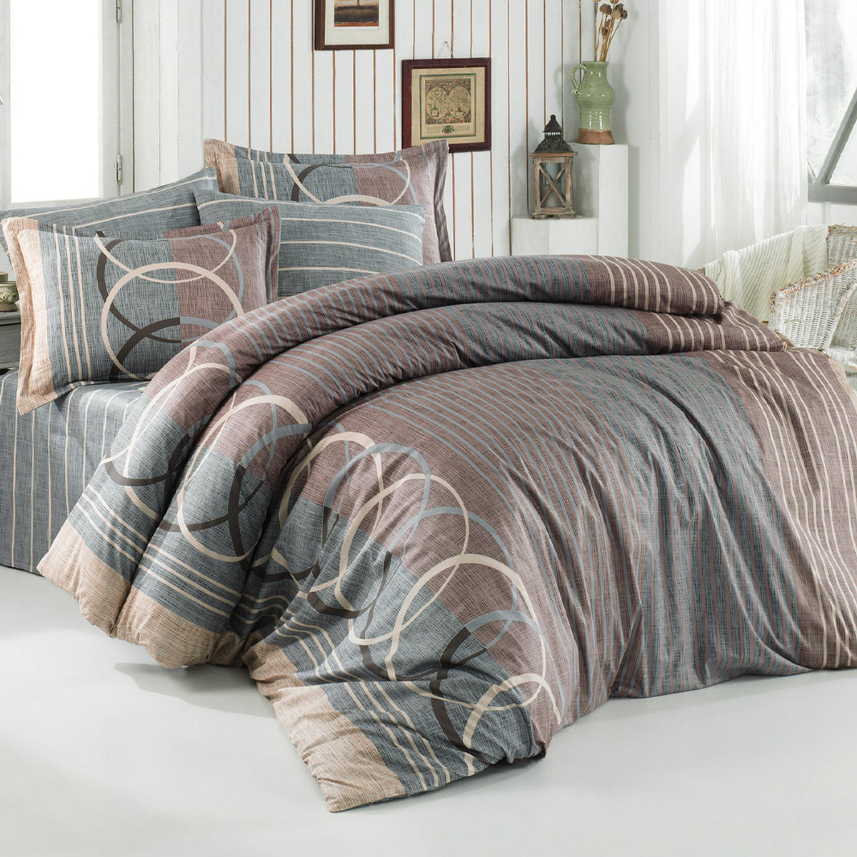 BETTWÄSCHE 6-teilig 135/200 cm HELEZON - Braun, Textil (135/200cm) - ROLFNERS