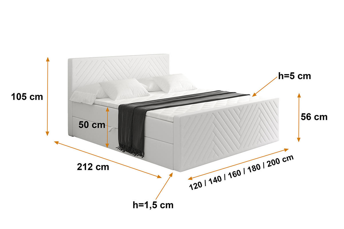 BOXBETT mit Matratze und Lattenrost - VEXA-Z - 120x200 - Weiß Kunstleder - Weiß, Holzwerkstoff (120/200cm) - ALTDECOR