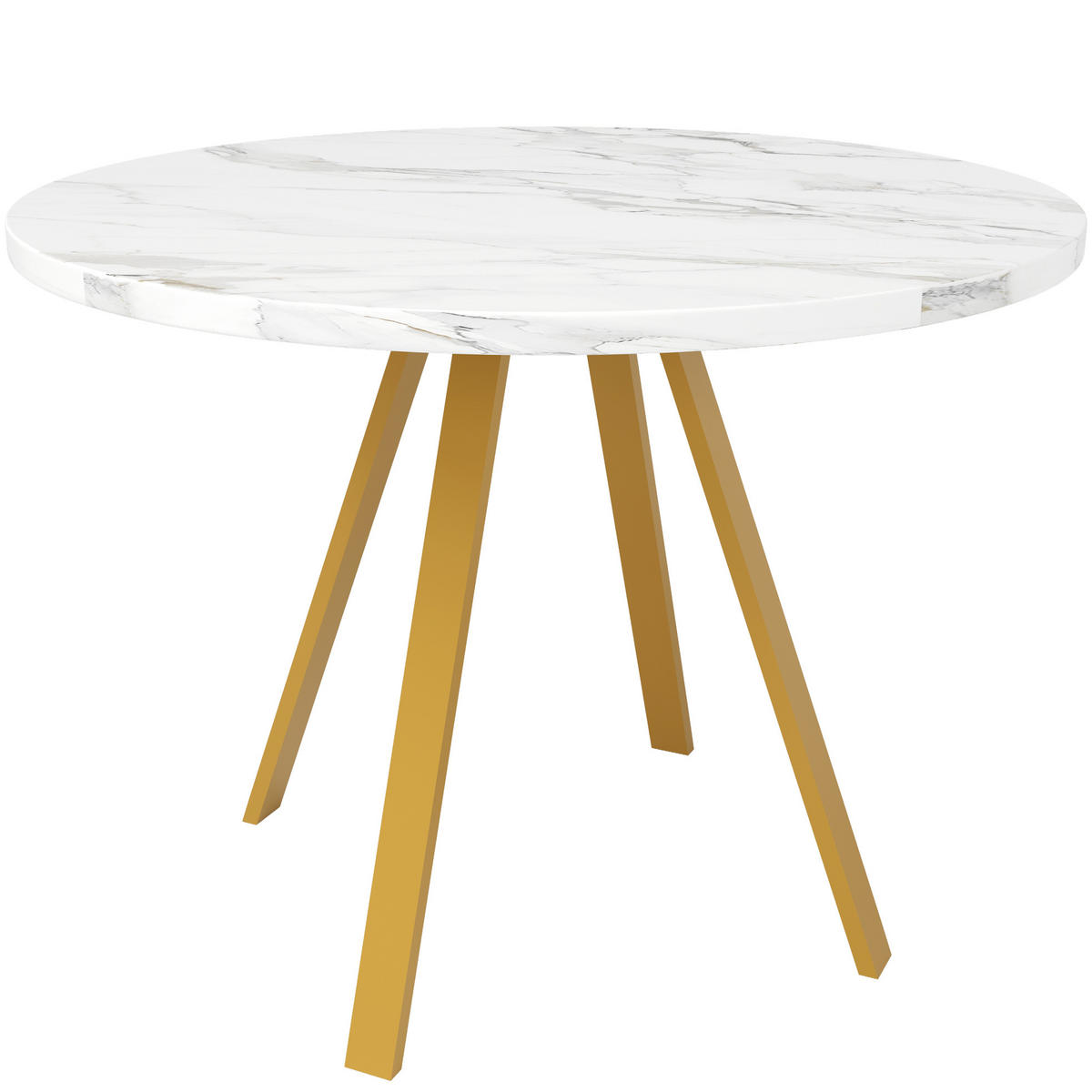 ESSTISCH 80/80/75 cm in Weiß/Gold mit Marmoroptik und Metallgestell - Weiß, Holzwerkstoff (80/80/75cm) - Flora Grace