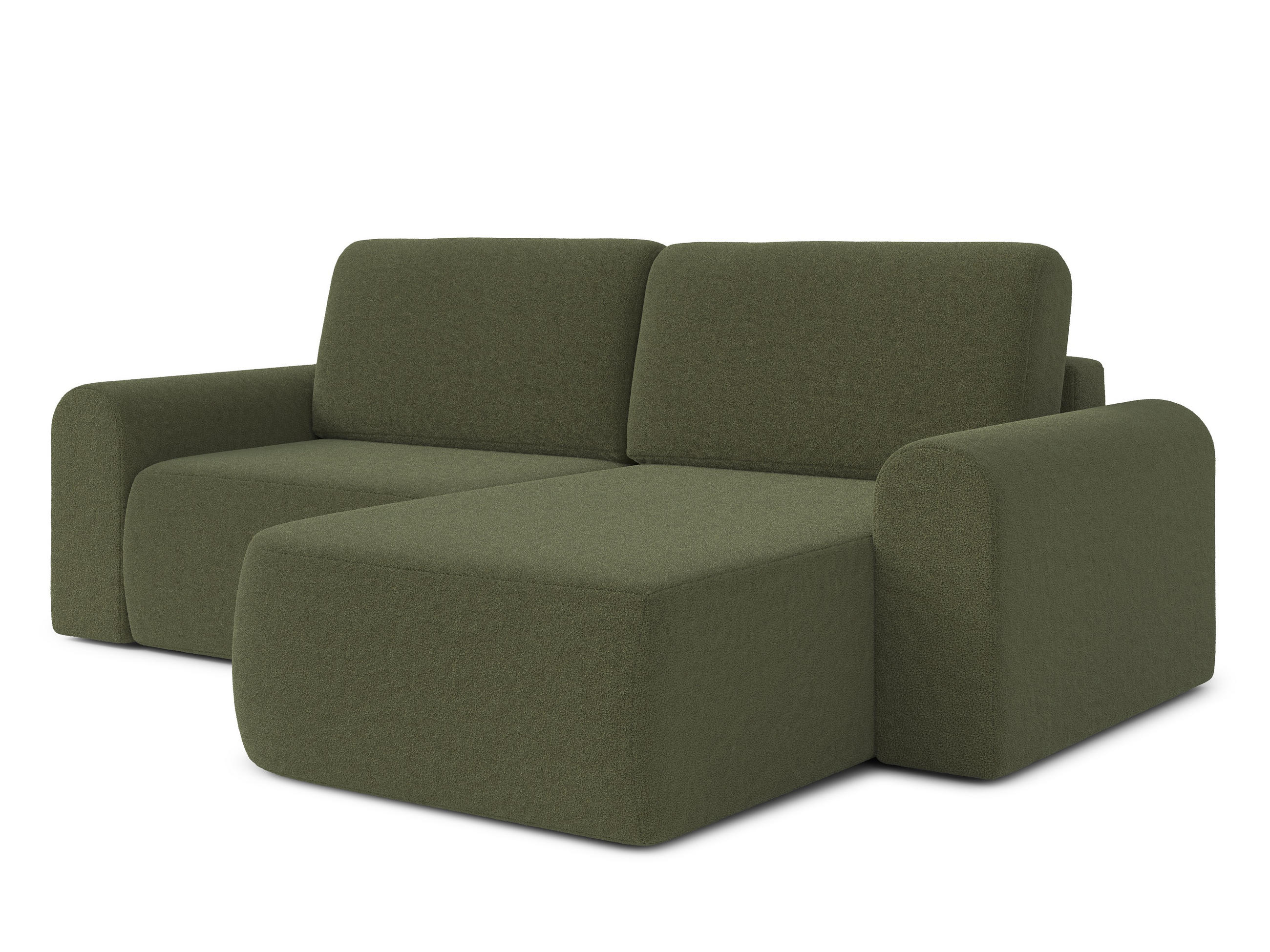 ECKSOFA L Form Otterton Olivgrün 250/180/95 cm Rechts mit Schlaffunktion - Schwarz/Grün, Kunststoff/Textil (250/180cm) - AX Living