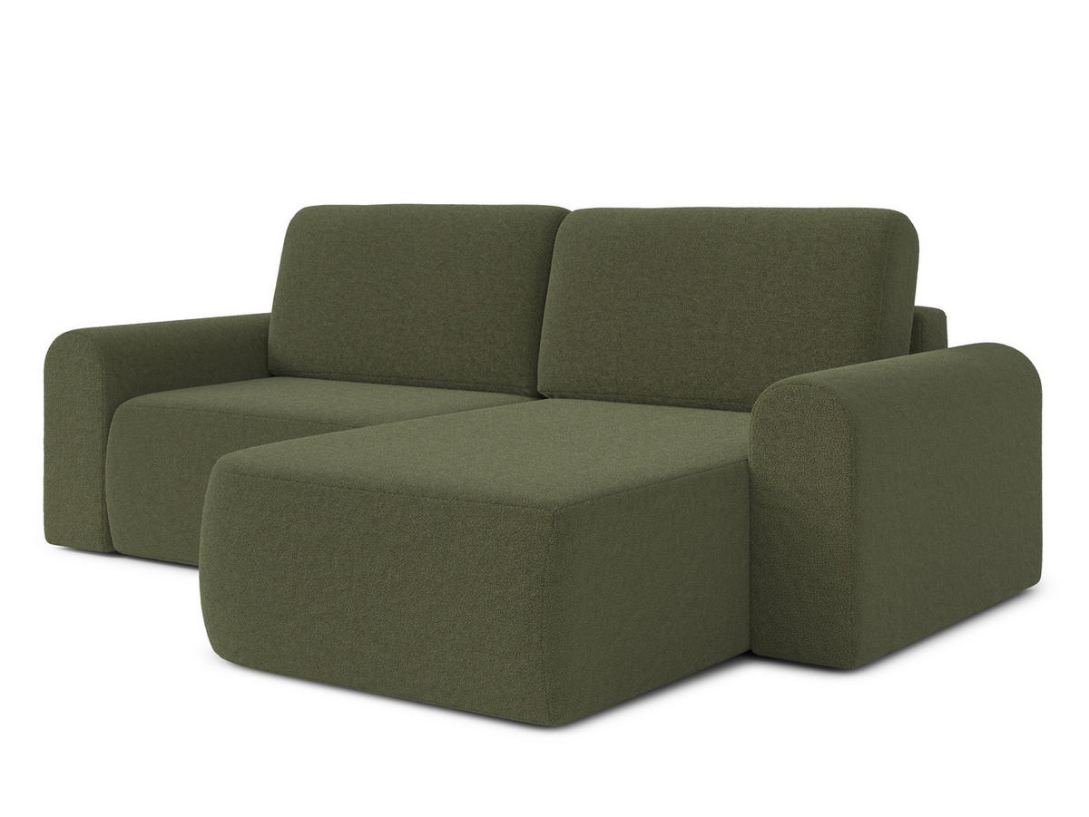 ECKSOFA L Form Otterton Olivgrün 250/180/95 cm Rechts mit Schlaffunktion - Schwarz/Grün, Kunststoff/Textil (250/180cm) - AX Living