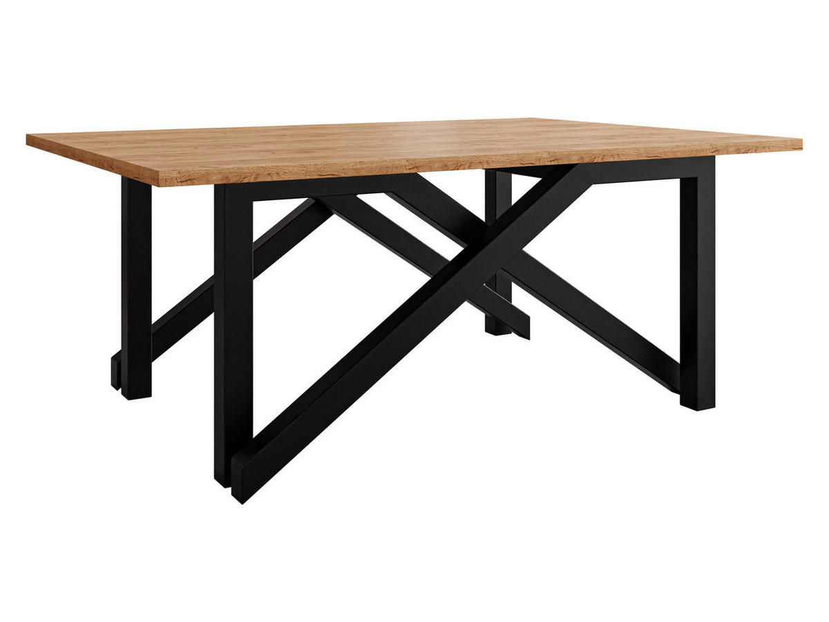 2-IN-1 COUCHTISCH UND ESSTISCH Xena Bis - Eichefarben/Schwarz, Holzwerkstoff/Metall (70/100/45cm) - MIRJAN24