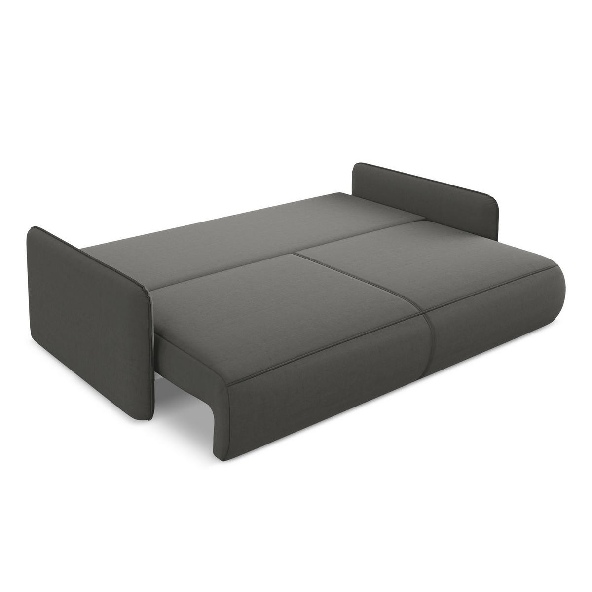 3-SITZER SOFA mit Schlaffunktion Samt Stoff Grau - Dunkelgrau/Schwarz, Kunststoff/Textil (216/86/105cm) - LaMiaSofa