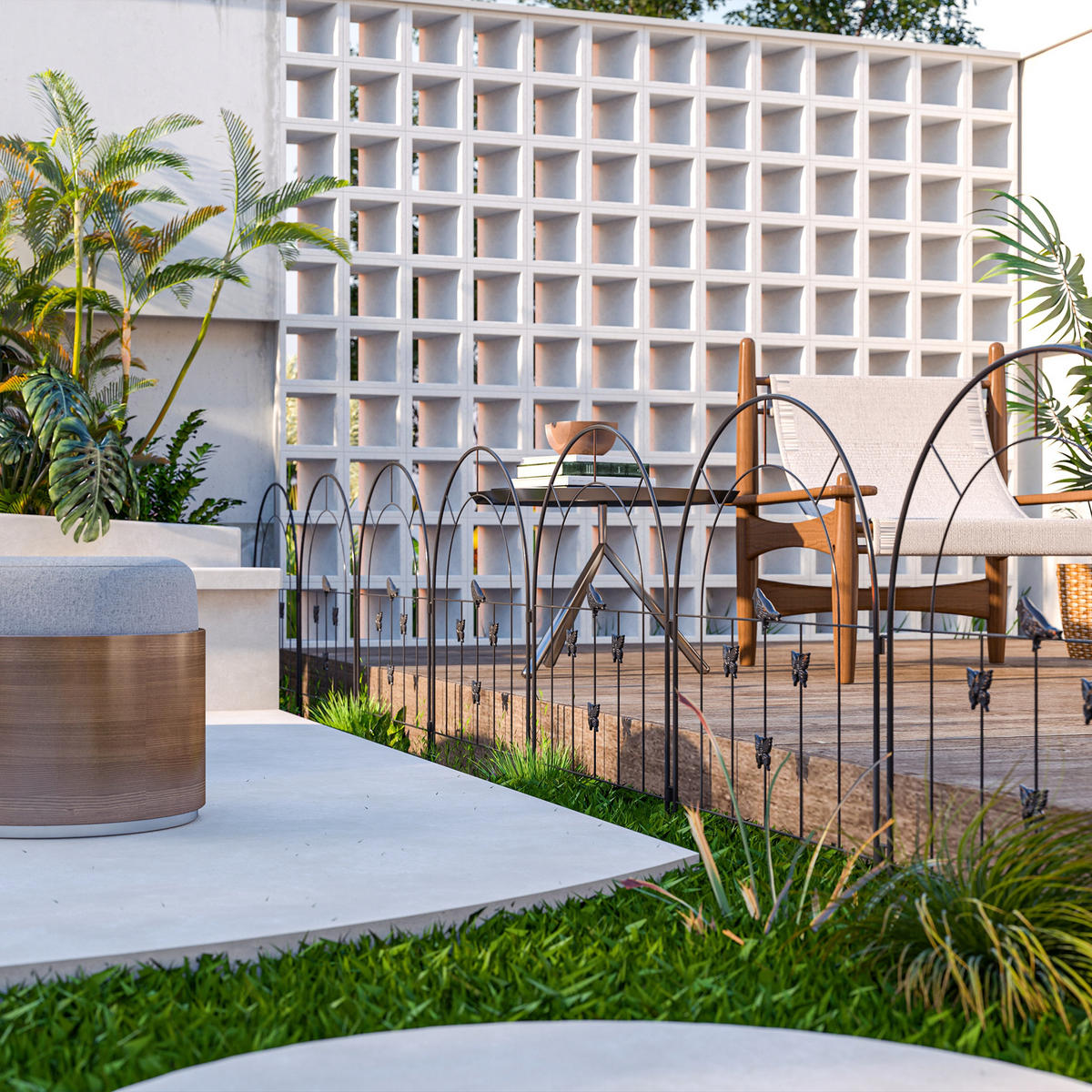 GARTENZAUN Stahl 300 cm x 70 cm - Schwarz, Metall (1/70cm) - Outsunny