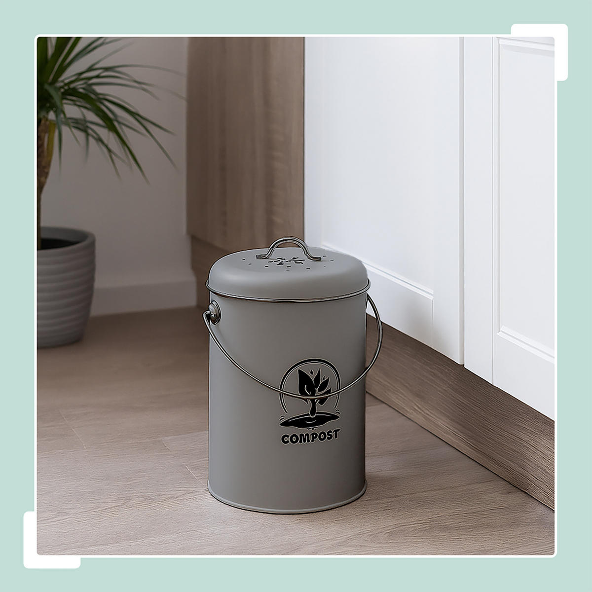 KOMPOSTOVÝ kôš - sivá, kov/textil (22/27/19cm) - Relaxdays