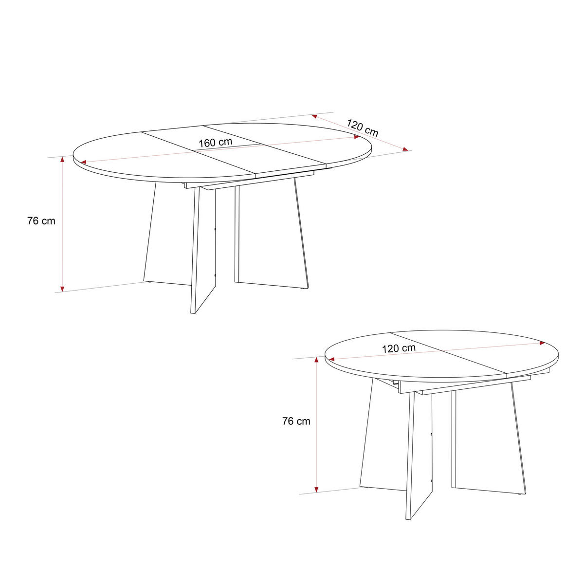 TISCH AUSZIEHBAR BELLAGIO 120-160/76 cm runden, Cashmere/Nussbaum - Kaschmir, Holzwerkstoff (120/120/76cm) - Idohome