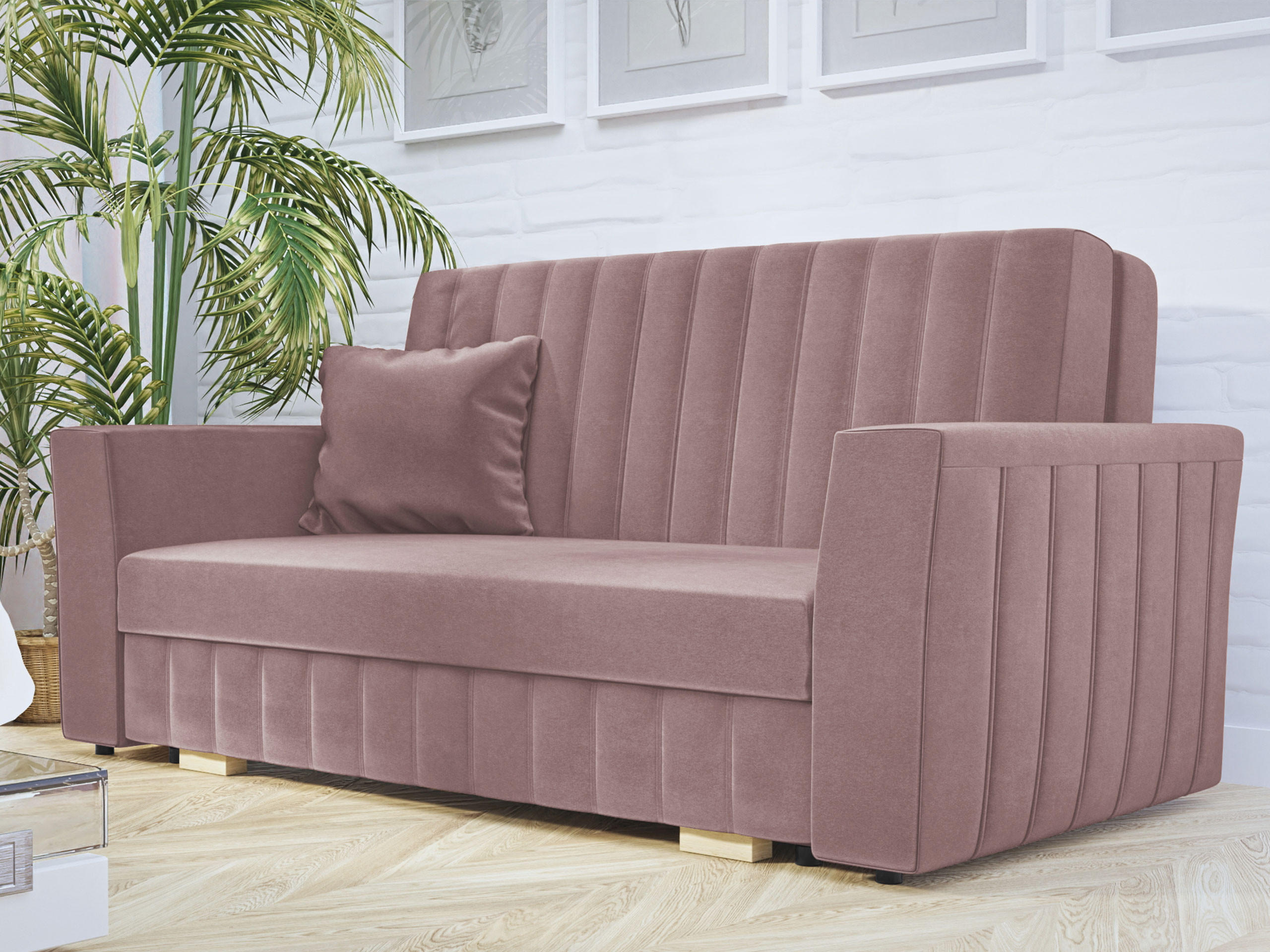 SCHLAFSOFA Viva Glam III - Naturfarben/Rosa, Holz/Kunststoff (160/85/98cm) - MIRJAN24