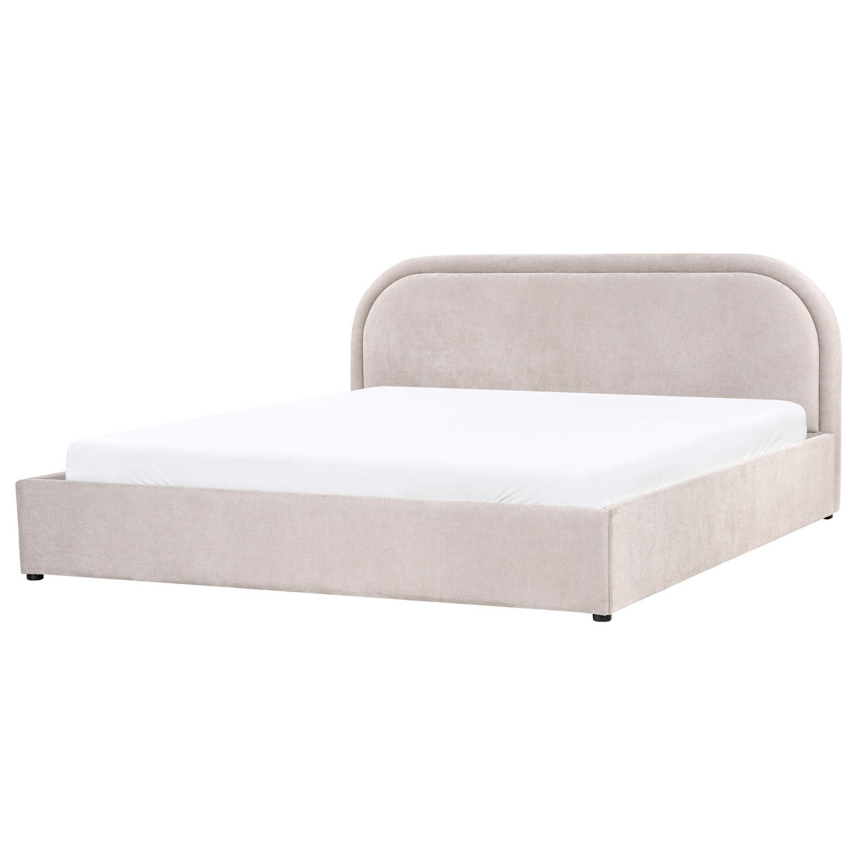 BETT mit Stauraum 180/200 cm Chenillegewebe Taupe Quillien - Taupe, Textil (180/200cm) - Beliani