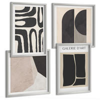 BILDER SET 4er Set - 50x50 cm & 40x60 cm Silberner Rahmen - Abstrakte minimalistische Poster - Silberfarben, Kunststoff (50/50cm) - TULUP